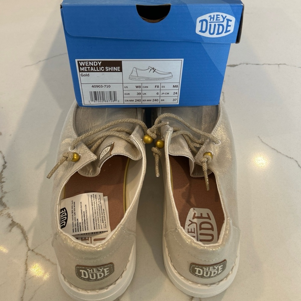 Hey Dude Women’s Wendy Metallic Gold - Picture 3 of 5